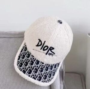 Dior Oblique Logo Shearling Baseball Cap